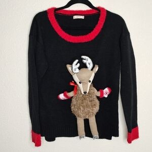 Ugly Christmas Sweater Reindeer Plush 3D Women's Size Medium